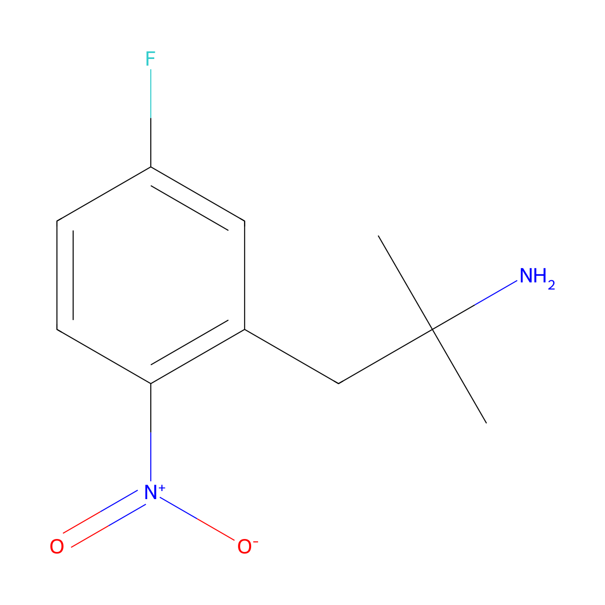 1-(5-Fluoro-2-nitrophenyl)-2-methylpropan-2-amine molecular structure, CAS 1498669-39-8