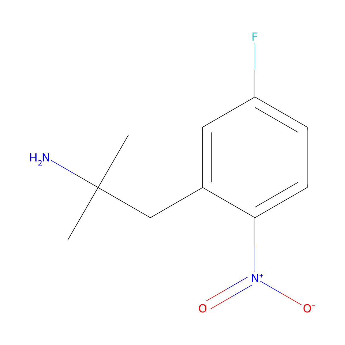 1-(5-Fluoro-2-nitrophenyl)-2-methylpropan-2-amine molecular structure, CAS 1498669-39-8