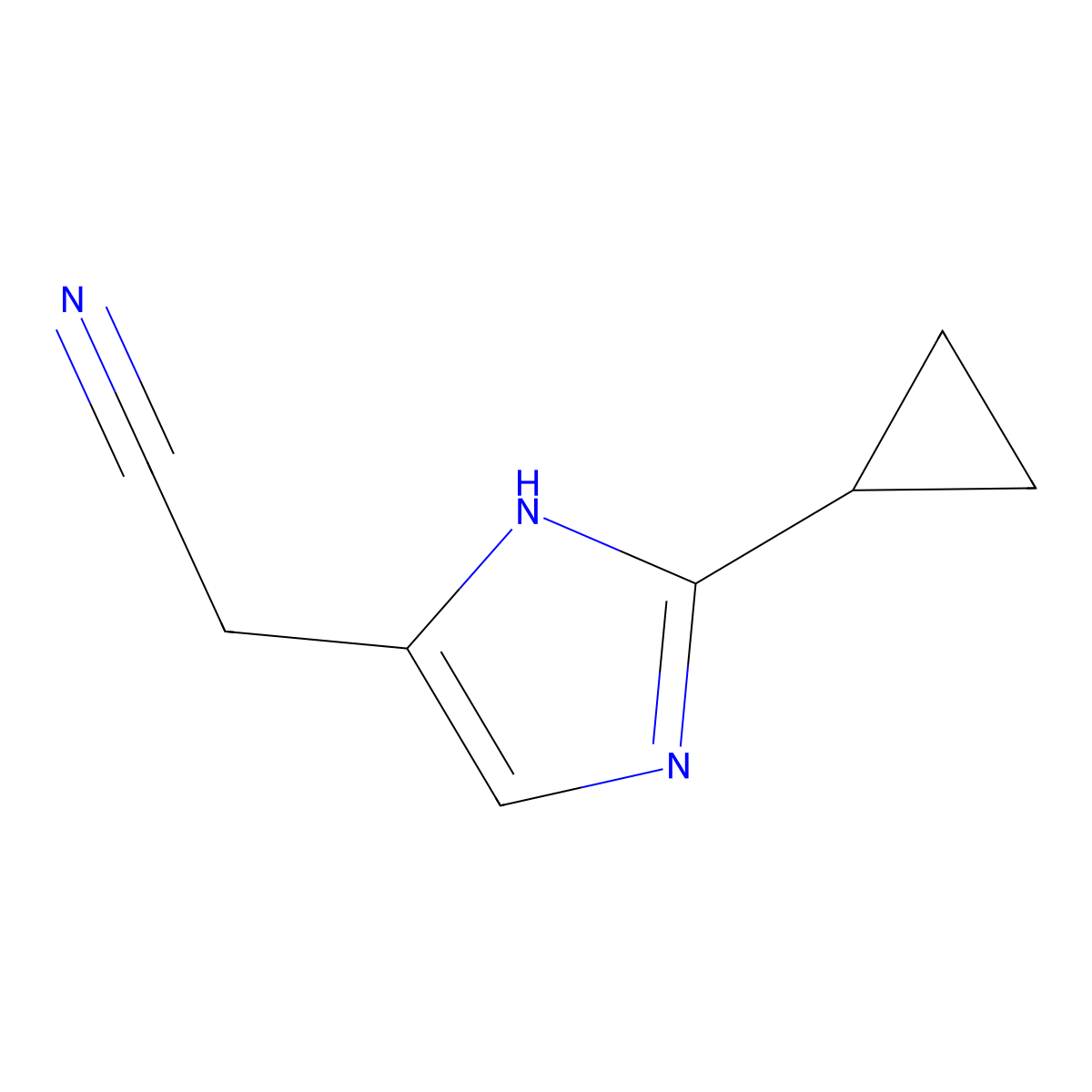 2-(2-Cyclopropyl-1H-imidazol-5-yl)acetonitrile molecular structure, CAS 1498677-36-3