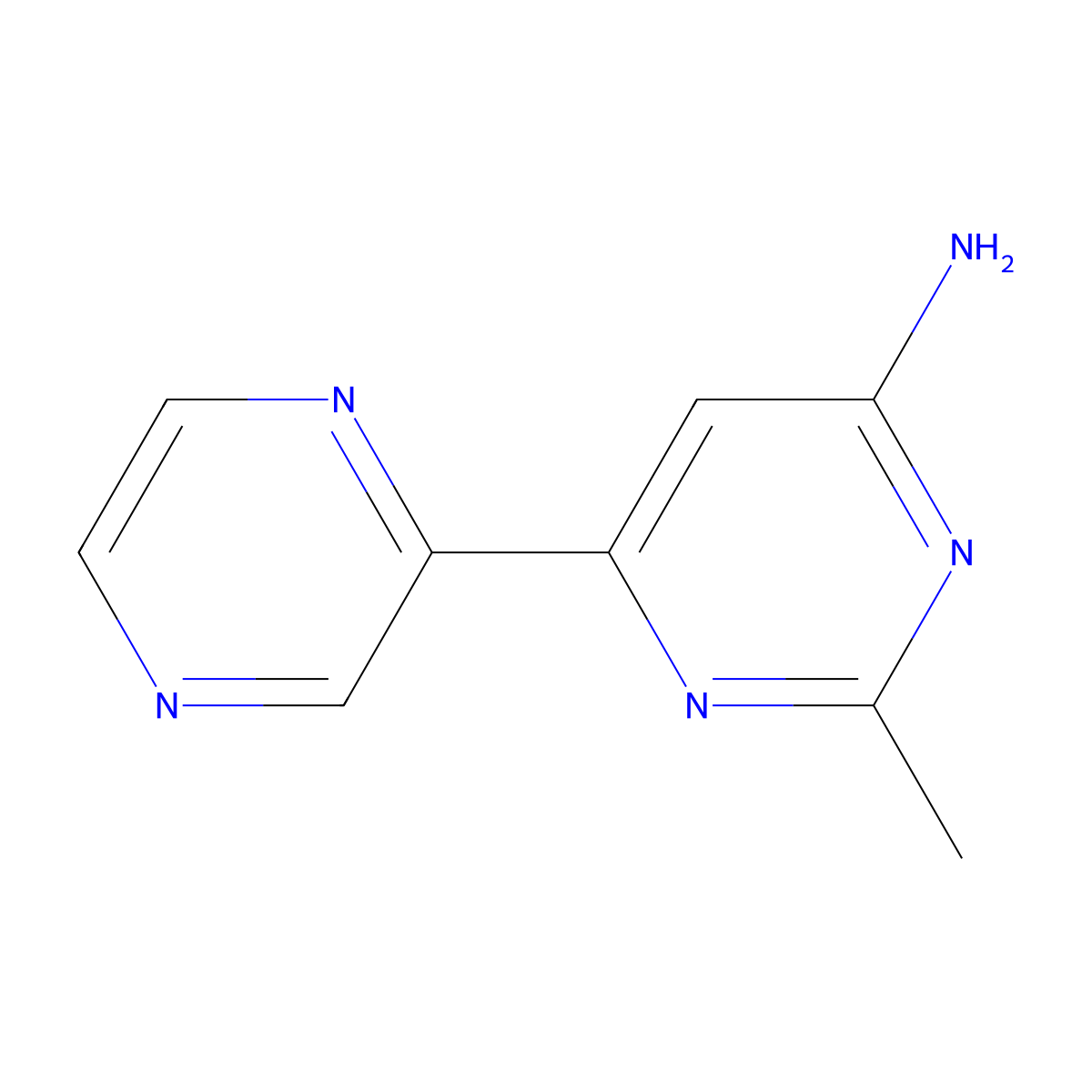 2-Methyl-6-(pyrazin-2-yl)pyrimidin-4-amine molecular structure, CAS 1498684-70-0
