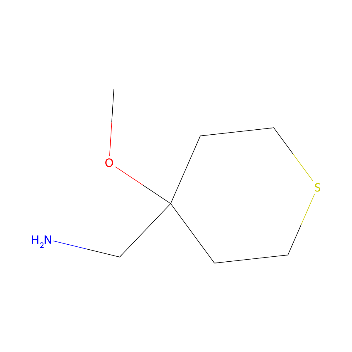 (4-Methoxythian-4-yl)methanamine molecular structure, CAS 1498693-86-9
