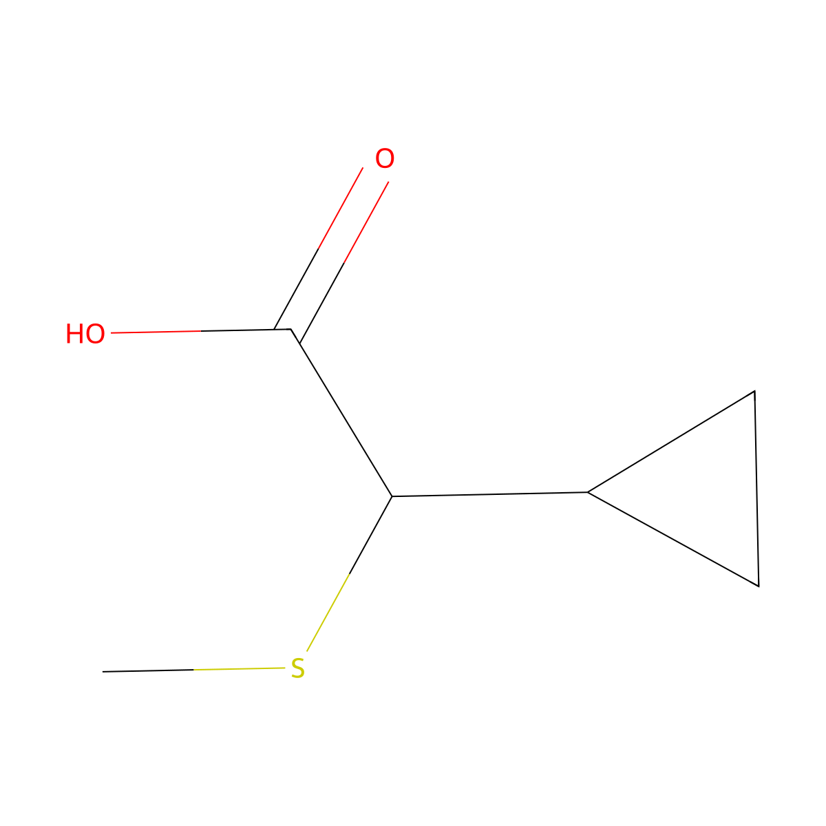2-Cyclopropyl-2-(methylsulfanyl)acetic acid molecular structure, CAS 1498702-09-2