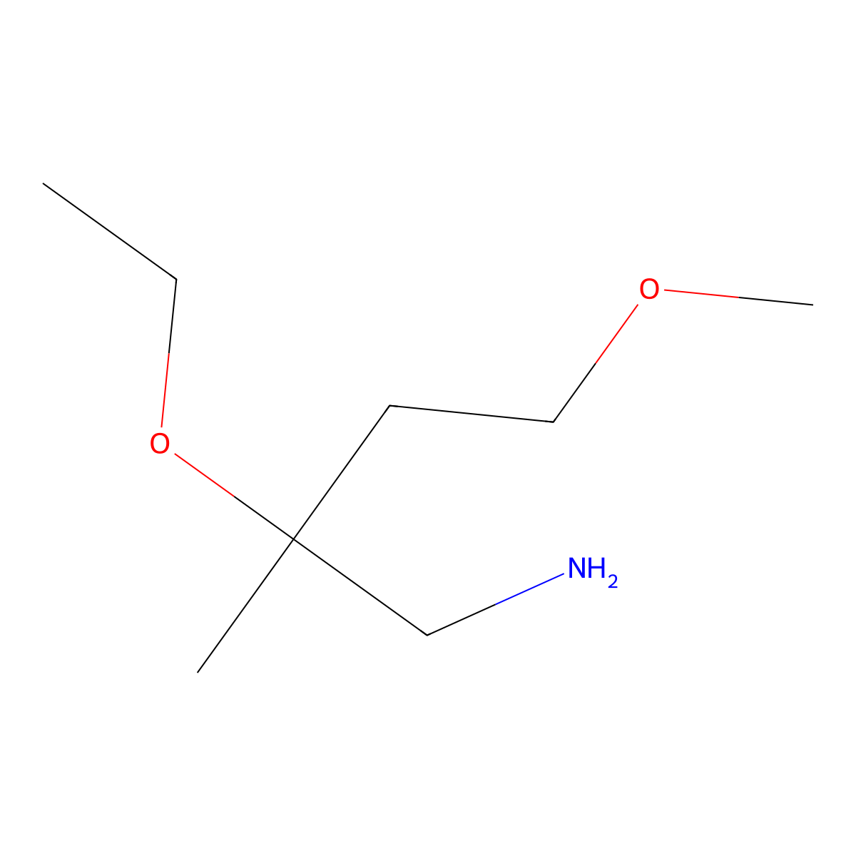 2-Ethoxy-4-methoxy-2-methylbutan-1-amine molecular structure, CAS 1498712-26-7