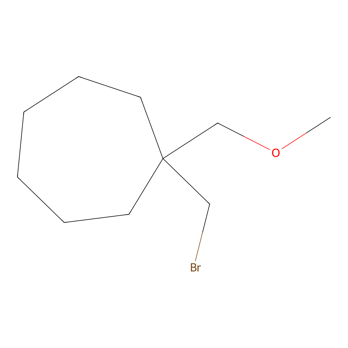 1-(Bromomethyl)-1-(methoxymethyl)cycloheptane molecular structure, CAS 1498713-76-0