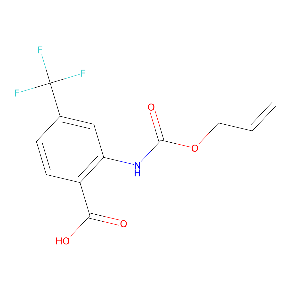 2-{[(Prop-2-en-1-yloxy)carbonyl]amino}-4-(trifluoromethyl)benzoic acid molecular structure, CAS 1498716-39-4