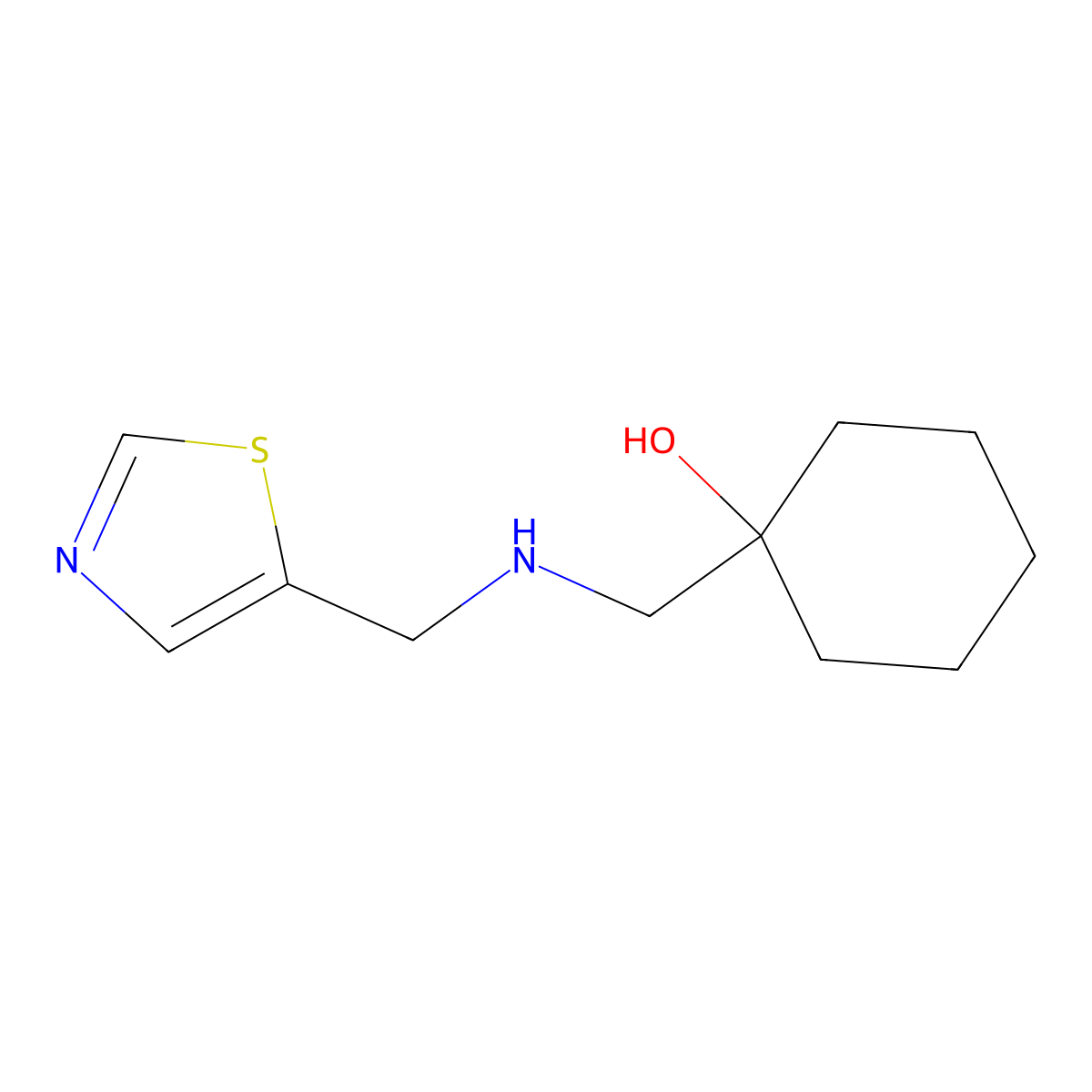 1-({[(1,3-Thiazol-5-yl)methyl]amino}methyl)cyclohexan-1-ol molecular structure, CAS 1498726-24-1