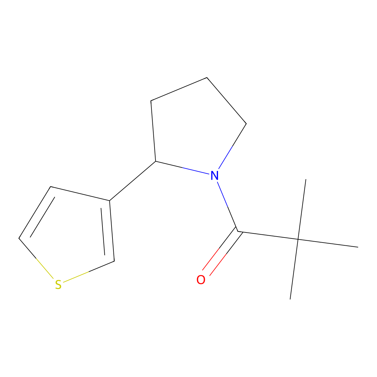 2,2-Dimethyl-1-[2-(thiophen-3-yl)pyrrolidin-1-yl]propan-1-one molecular structure, CAS 1498742-53-2