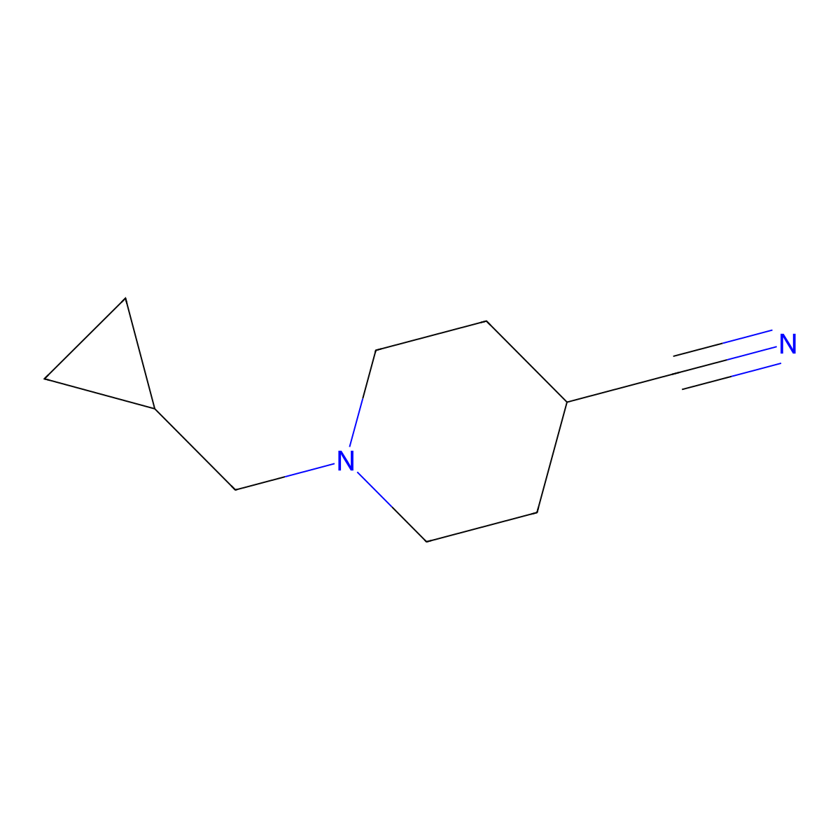 1-(Cyclopropylmethyl)piperidine-4-carbonitrile molecular structure, CAS 1498744-27-6