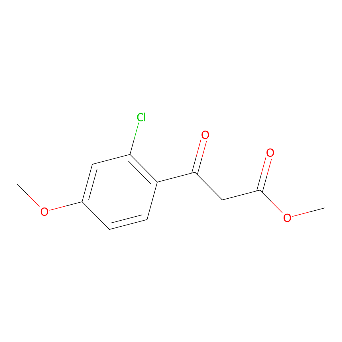 Methyl 3-(2-chloro-4-methoxyphenyl)-3-oxopropanoate molecular structure, CAS 1498757-39-3
