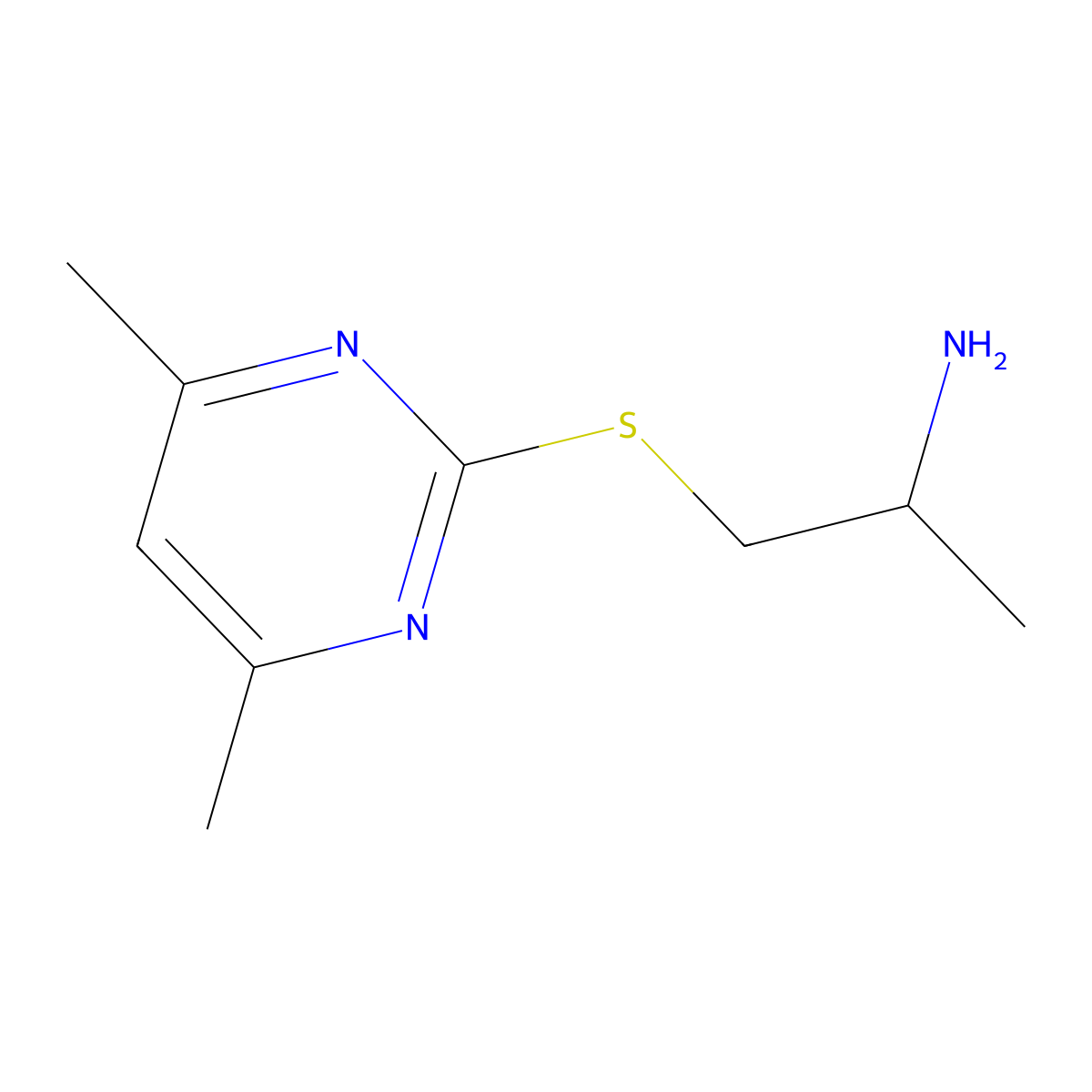 1-[(4,6-Dimethylpyrimidin-2-yl)sulfanyl]propan-2-amine molecular structure, CAS 1498765-28-8