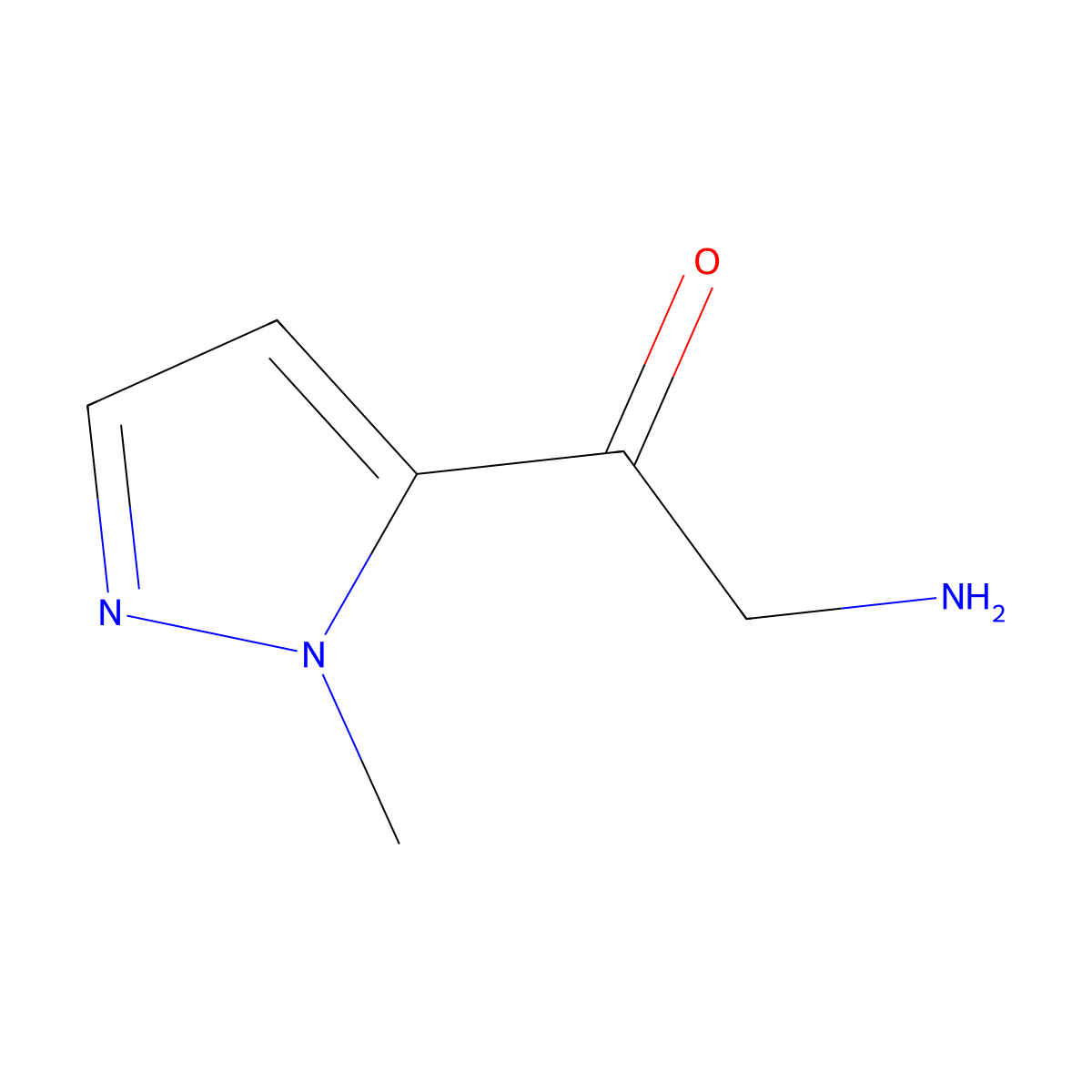 2-amino-1-(1-methyl-1H-pyrazol-5-yl)ethan-1-one molecular structure, CAS 1498767-84-2