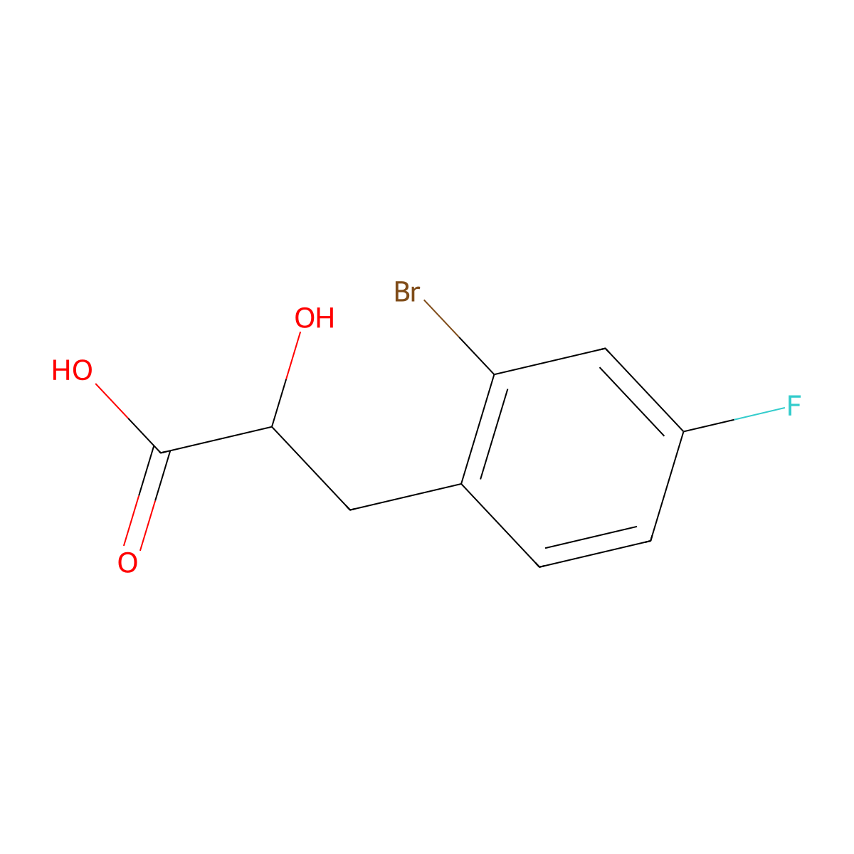 3-(2-Bromo-4-fluorophenyl)-2-hydroxypropanoic acid molecular structure, CAS 1498780-07-6