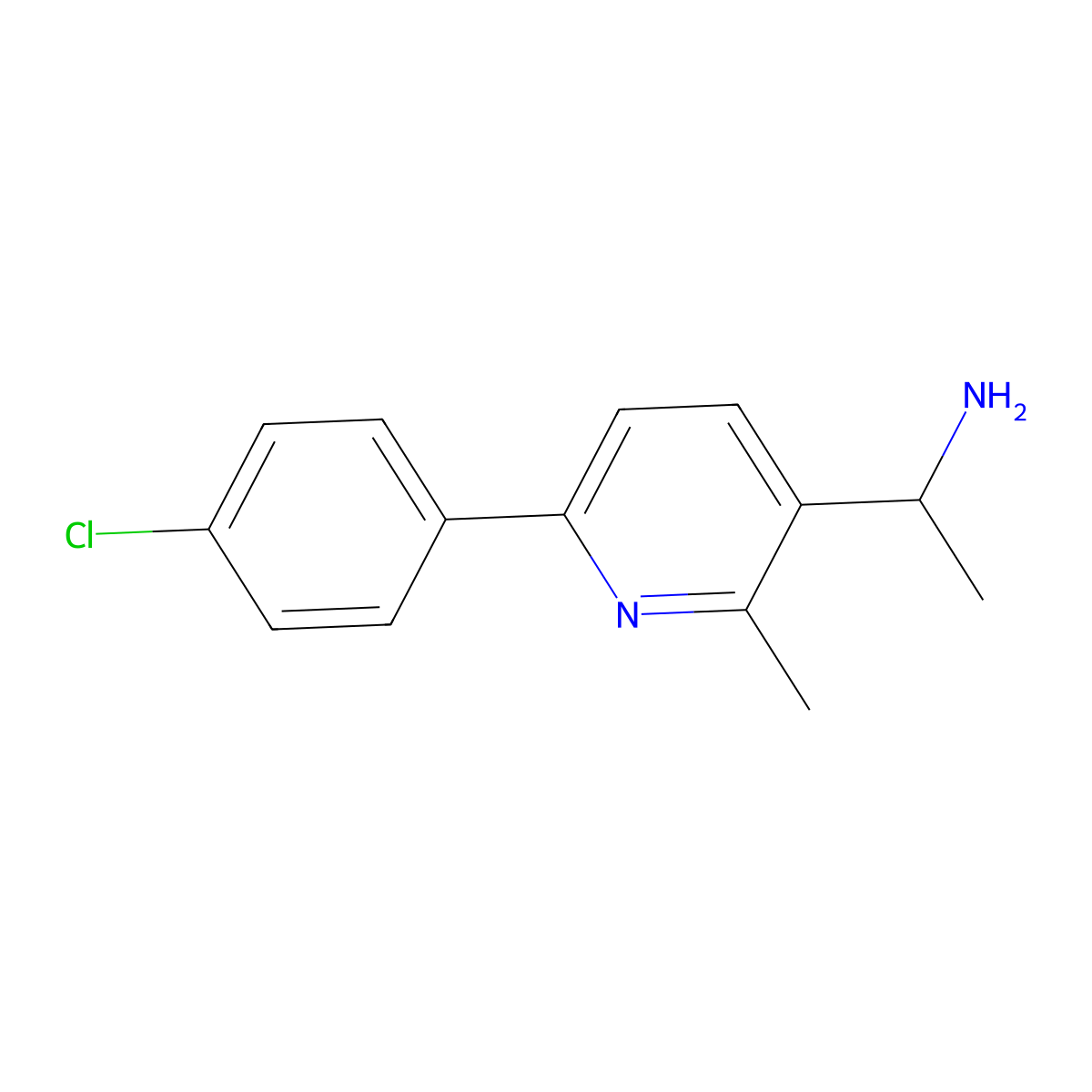 1-(6-(4-Chlorophenyl)-2-methylpyridin-3-yl)ethanamine molecular structure, CAS 1498788-76-3