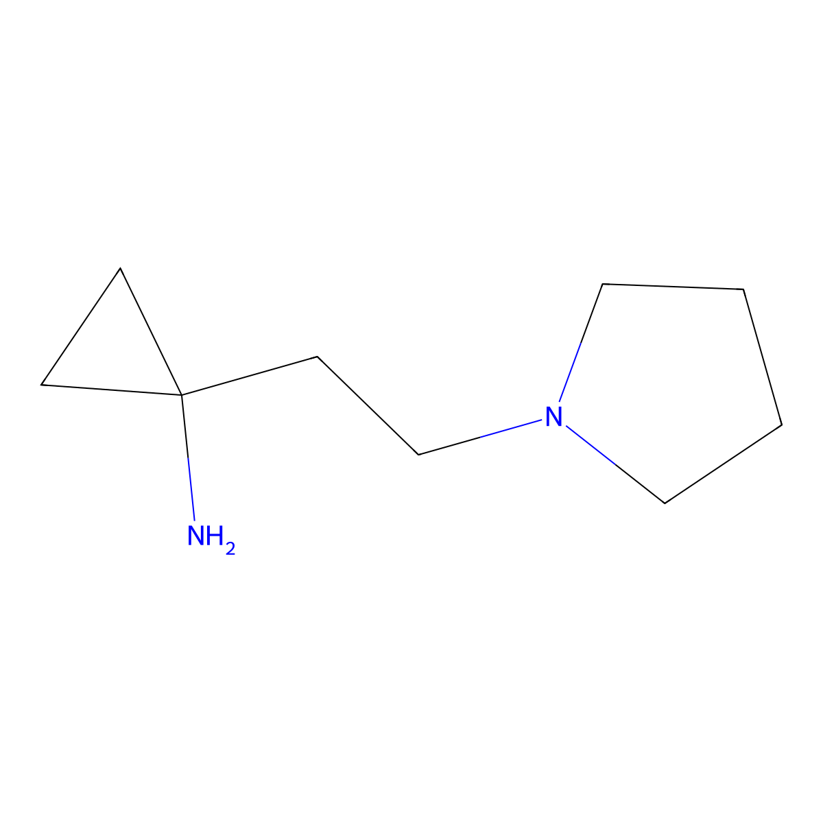 1-[2-(Pyrrolidin-1-yl)ethyl]cyclopropan-1-amine molecular structure, CAS 1498790-06-9
