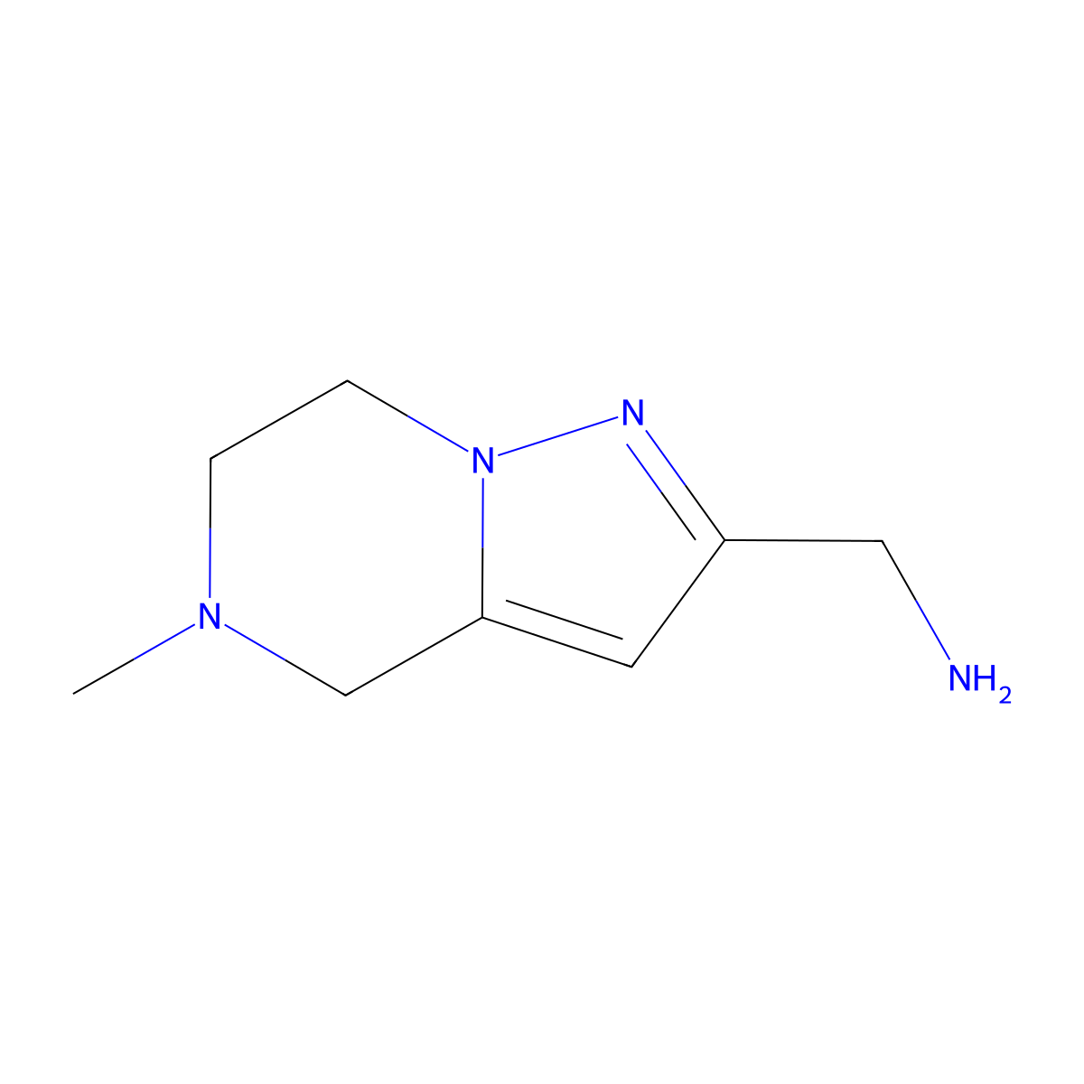 1-{5-methyl-4H,5H,6H,7H-pyrazolo[1,5-a]pyrazin-2-yl}methanamine molecular structure, CAS 1498803-17-0