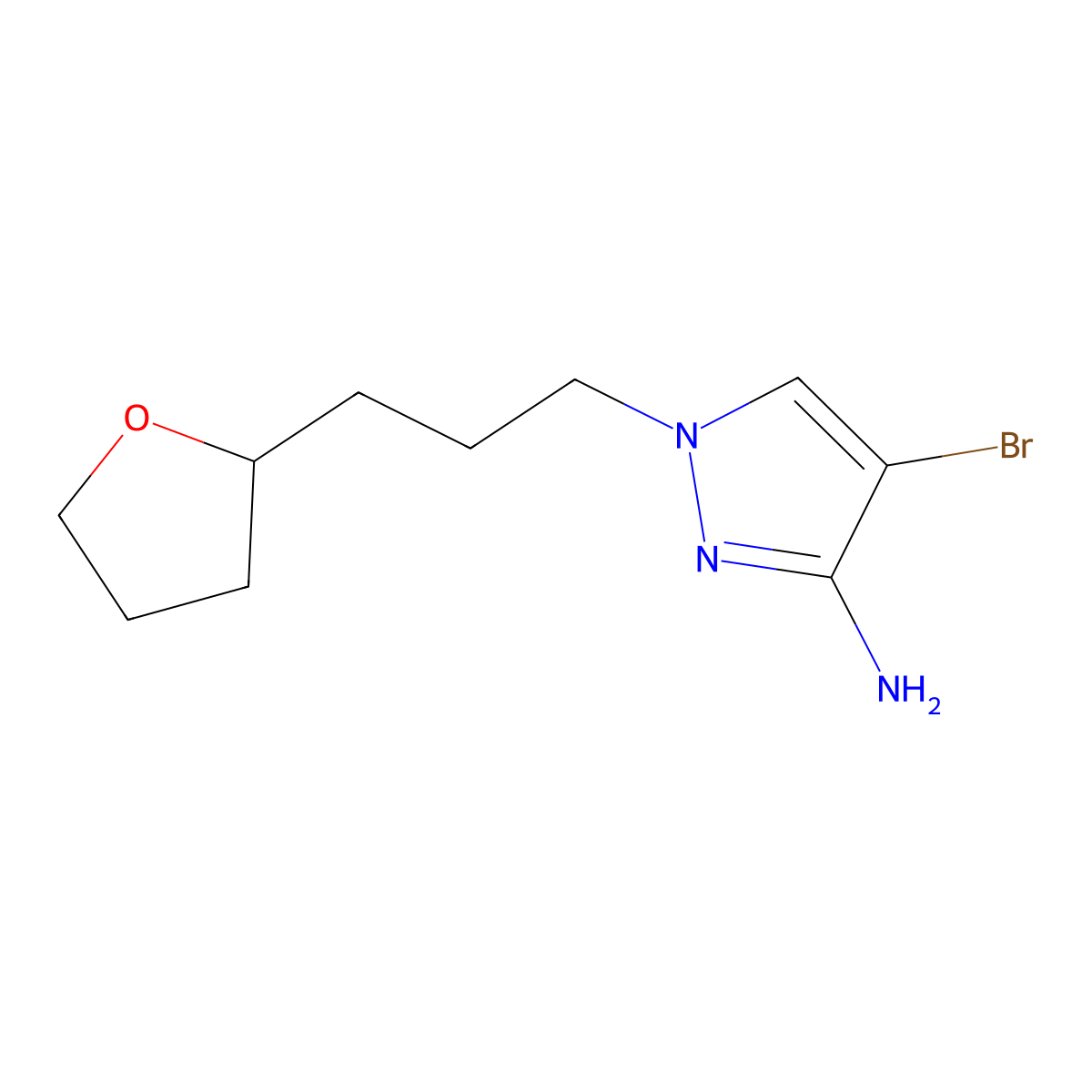 4-Bromo-1-(3-(tetrahydrofuran-2-yl)propyl)-1h-pyrazol-3-amine molecular structure, CAS 1498821-46-7