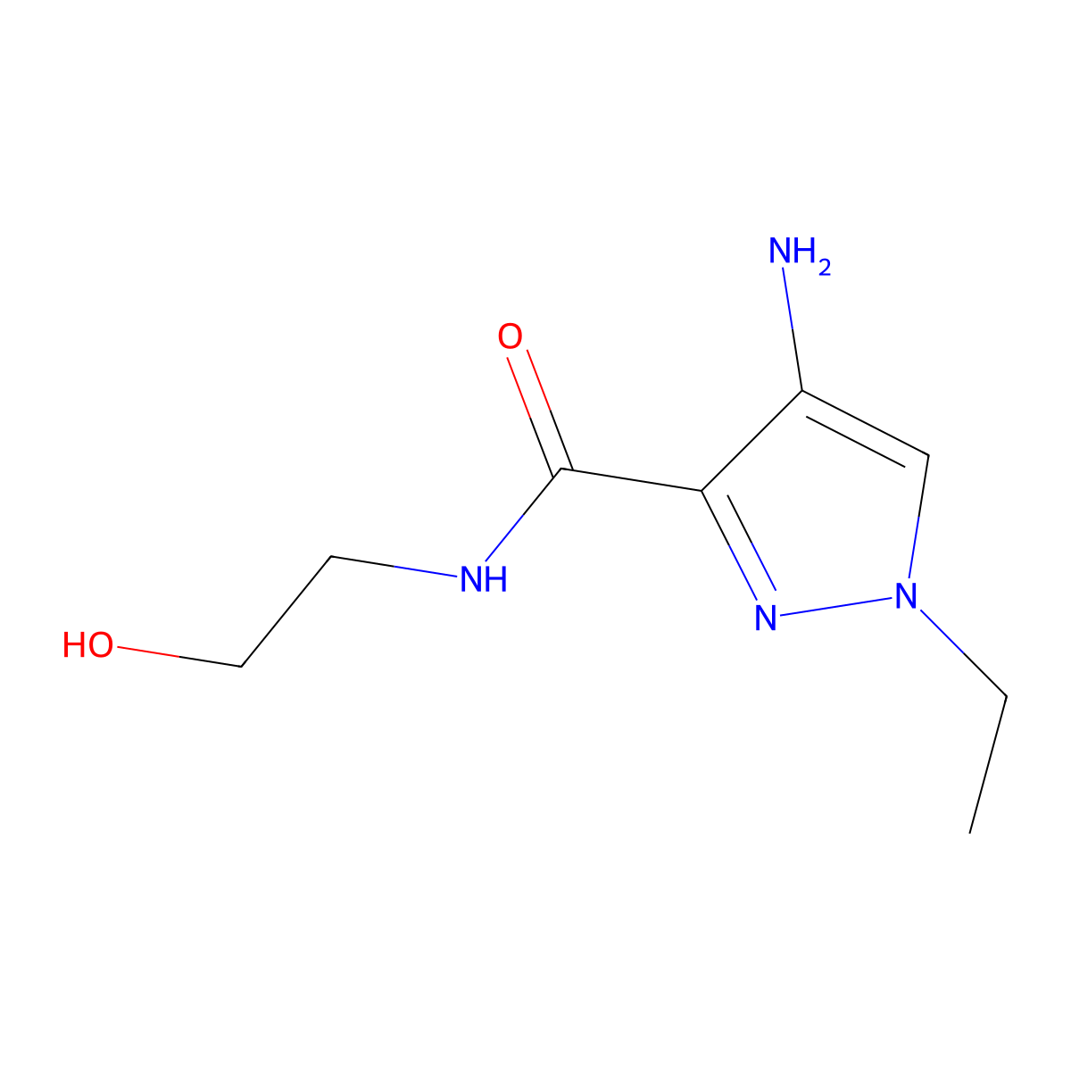 4-Amino-1-ethyl-N-(2-hydroxyethyl)-1H-pyrazole-3-carboxamide molecular structure, CAS 1498843-22-3