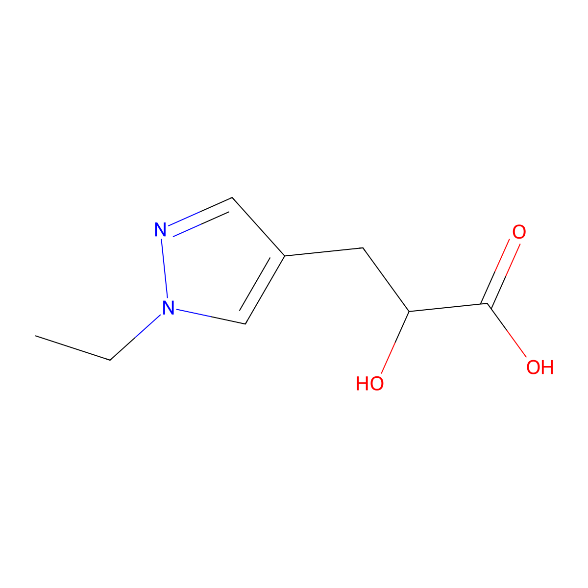 3-(1-Ethyl-1H-pyrazol-4-YL)-2-hydroxypropanoic acid molecular structure, CAS 1498870-41-9