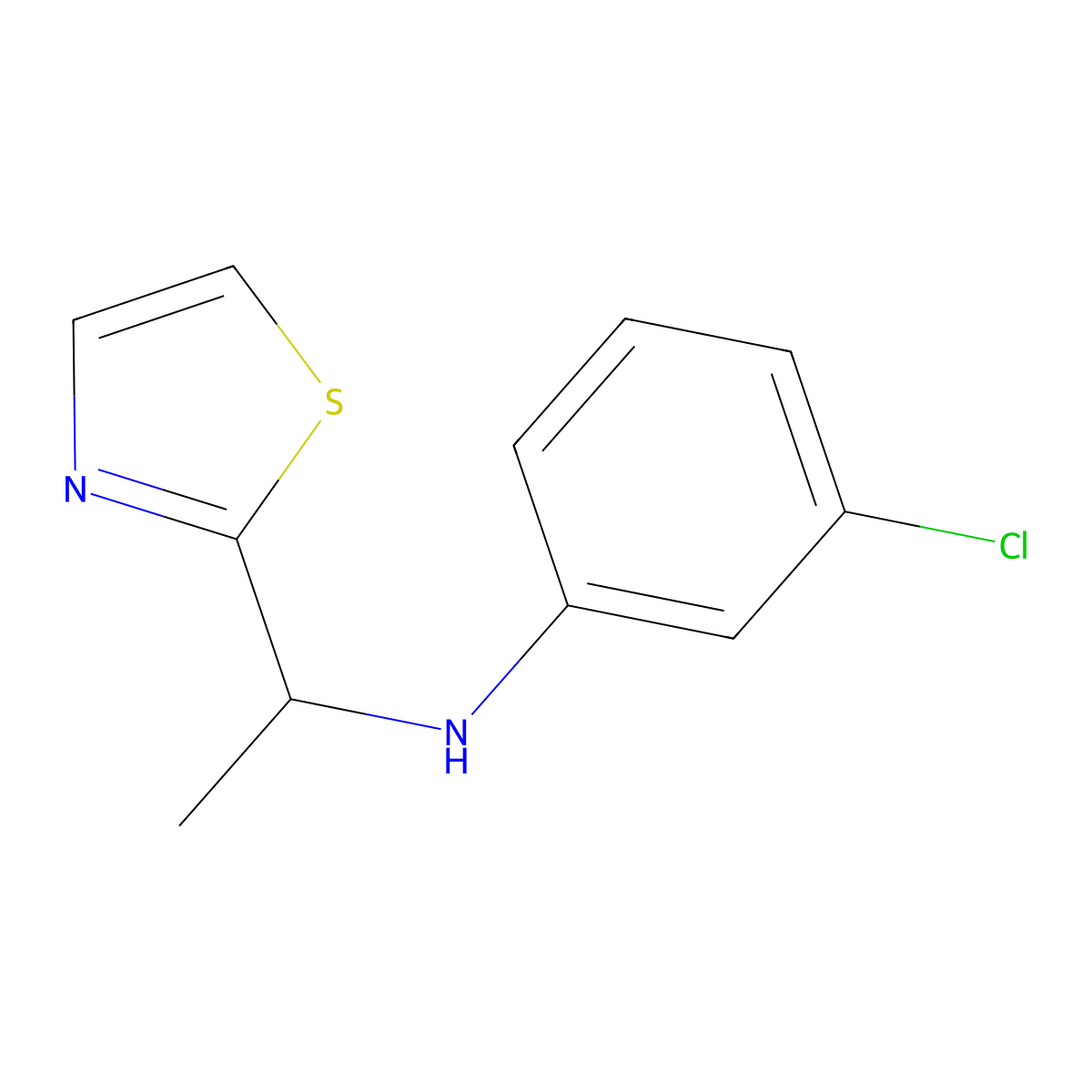 3-chloro-N-[1-(1,3-thiazol-2-yl)ethyl]aniline molecular structure, CAS 1498899-21-0