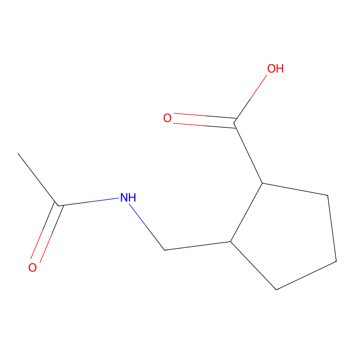 2-(Acetamidomethyl)cyclopentane-1-carboxylic acid molecular structure, CAS 1498900-48-3