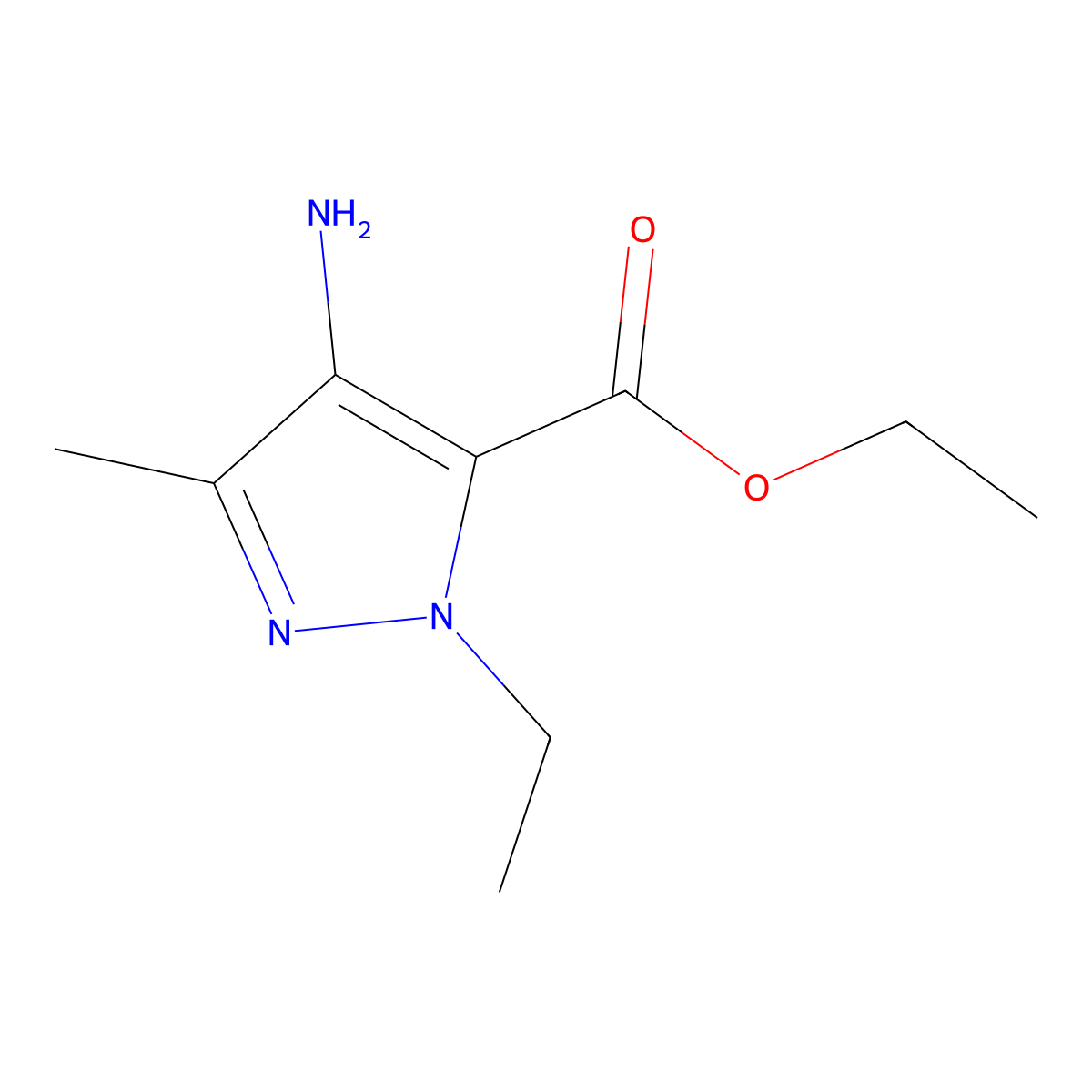 ethyl 4-amino-1-ethyl-3-methyl-1H-pyrazole-5-carboxylate molecular structure, CAS 1498900-55-2