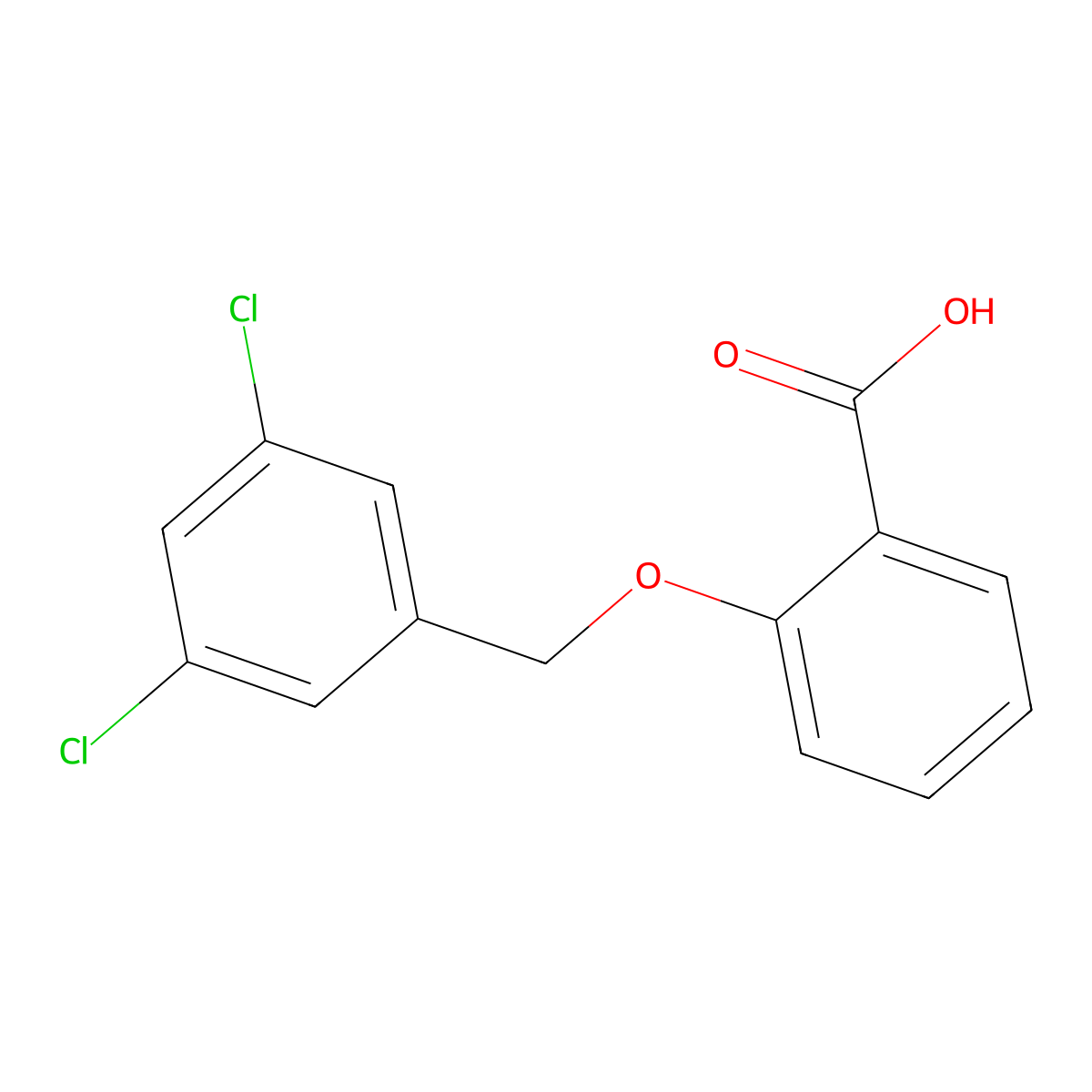 2-[(3,5-Dichlorophenyl)methoxy]benzoic acid molecular structure, CAS 149894-42-8