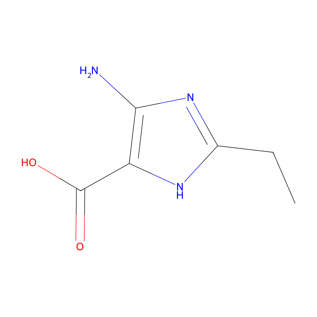 5-amino-2-ethyl-1H-imidazole-4-carboxylic acid molecular structure, CAS 1498945-01-9