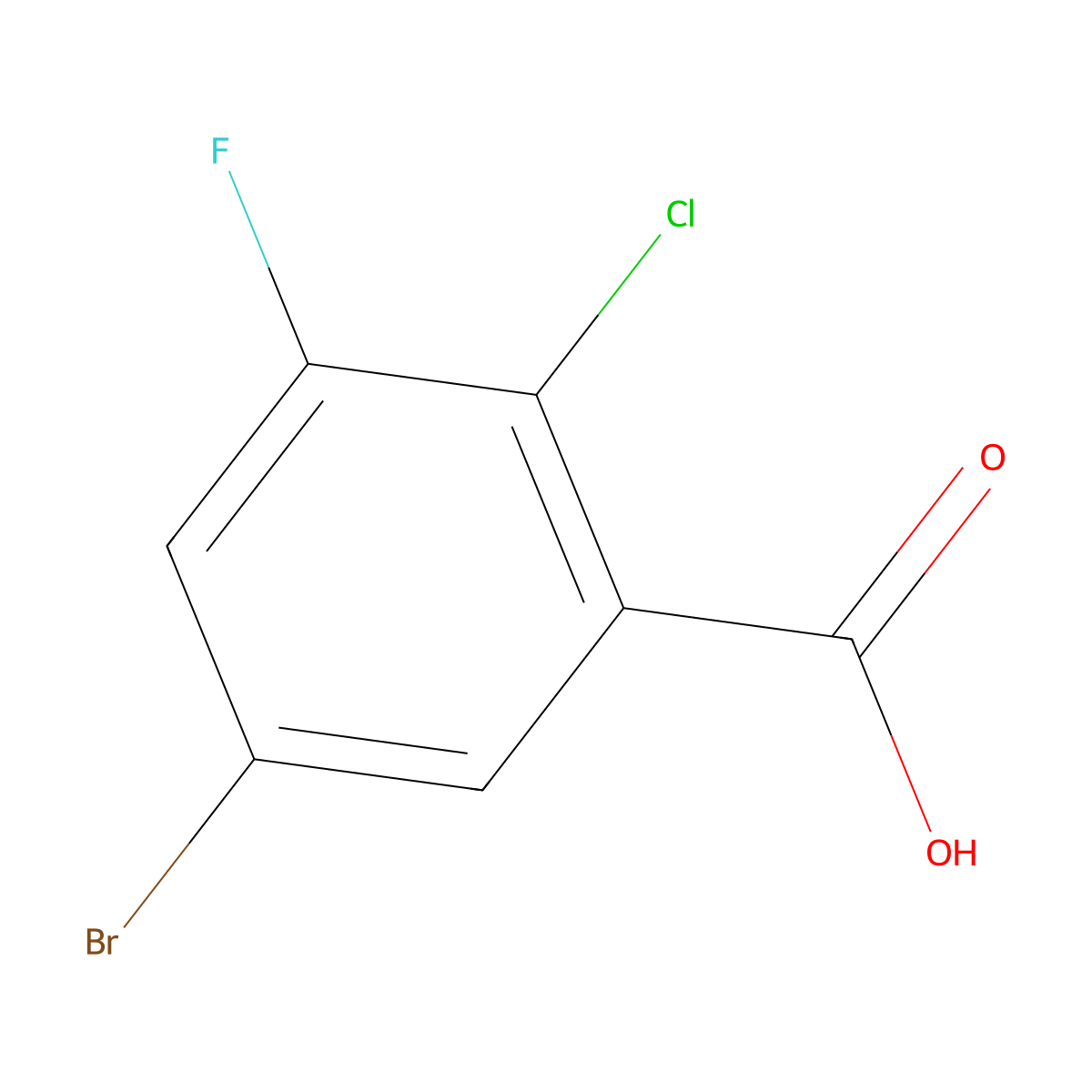 5-Bromo-2-chloro-3-fluorobenzoic acid molecular structure, CAS 1498945-58-6