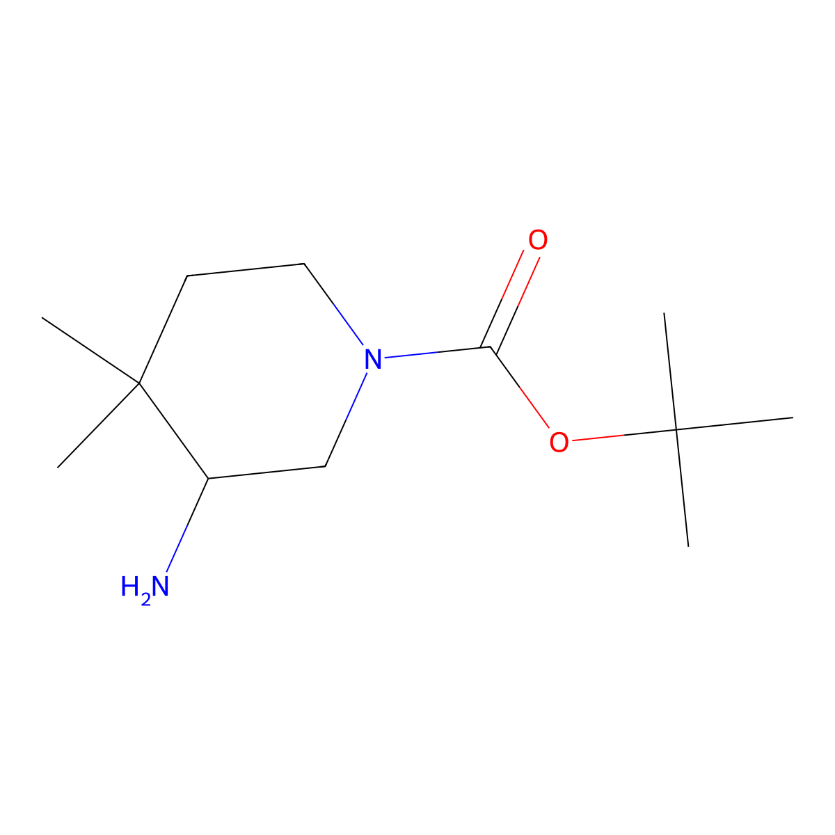 Tert-butyl 3-amino-4,4-dimethylpiperidine-1-carboxylate molecular structure, CAS 1498964-85-4