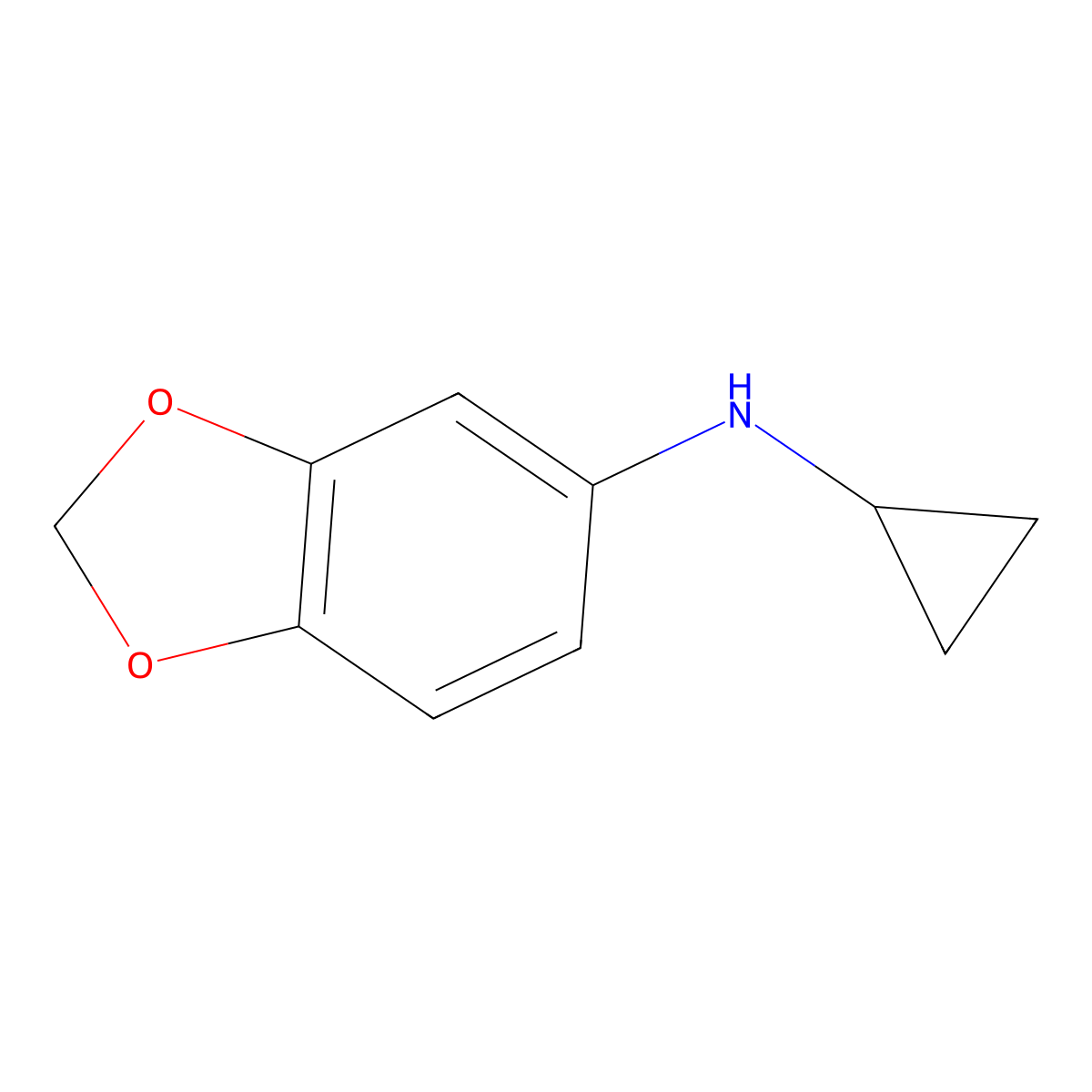 N-cyclopropyl-1,3-dioxaindan-5-amine molecular structure, CAS 1498968-23-2