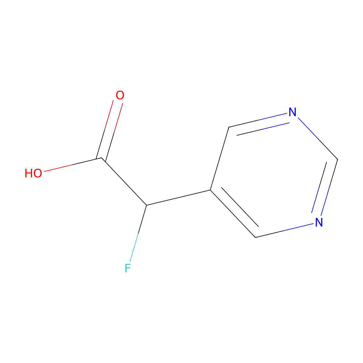 2-Fluoro-2-(pyrimidin-5-yl)acetic acid molecular structure, CAS 1499010-74-0