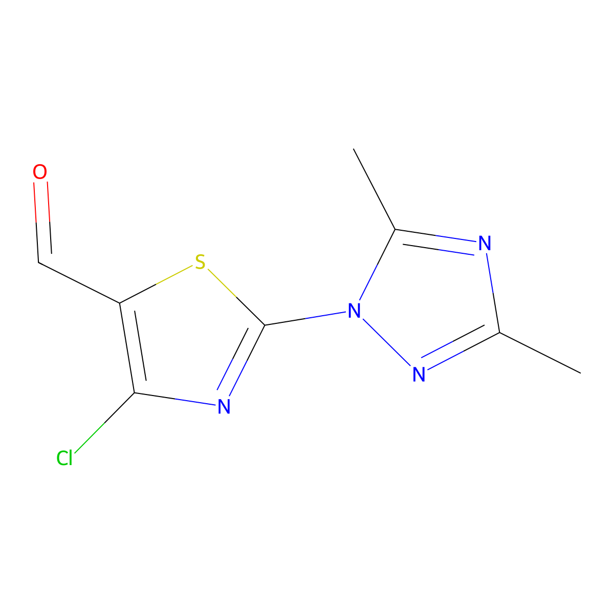 4-Chloro-2-(dimethyl-1H-1,2,4-triazol-1-YL)-1,3-thiazole-5-carbaldehyde molecular structure, CAS 1499020-90-4