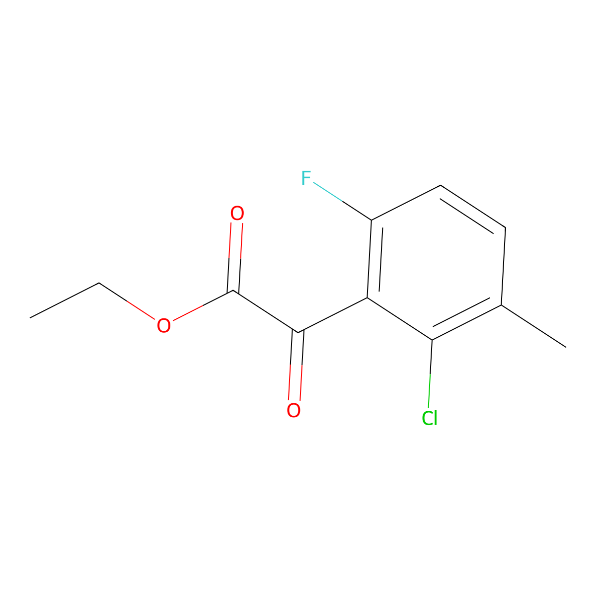 Ethyl 2-(2-chloro-6-fluoro-3-methylphenyl)-2-oxoacetate molecular structure, CAS 1499035-68-5