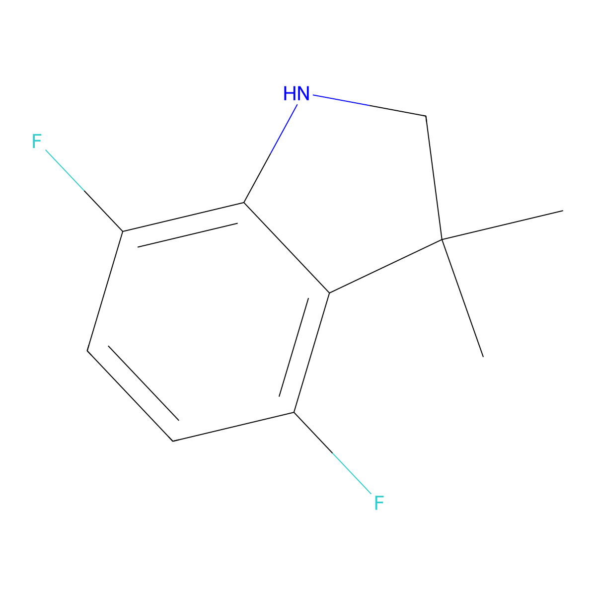 4,7-difluoro-3,3-dimethyl-2,3-dihydro-1H-indole molecular structure, CAS 1499046-27-3