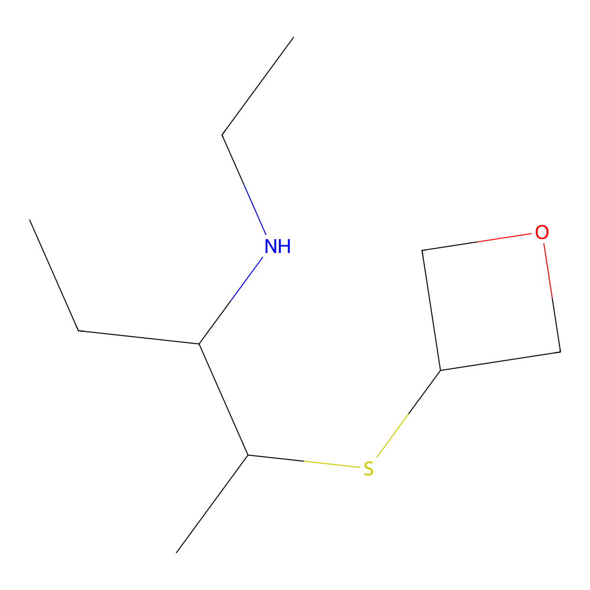 Ethyl[2-(oxetan-3-ylsulfanyl)pentan-3-yl]amine molecular structure, CAS 1499074-45-1