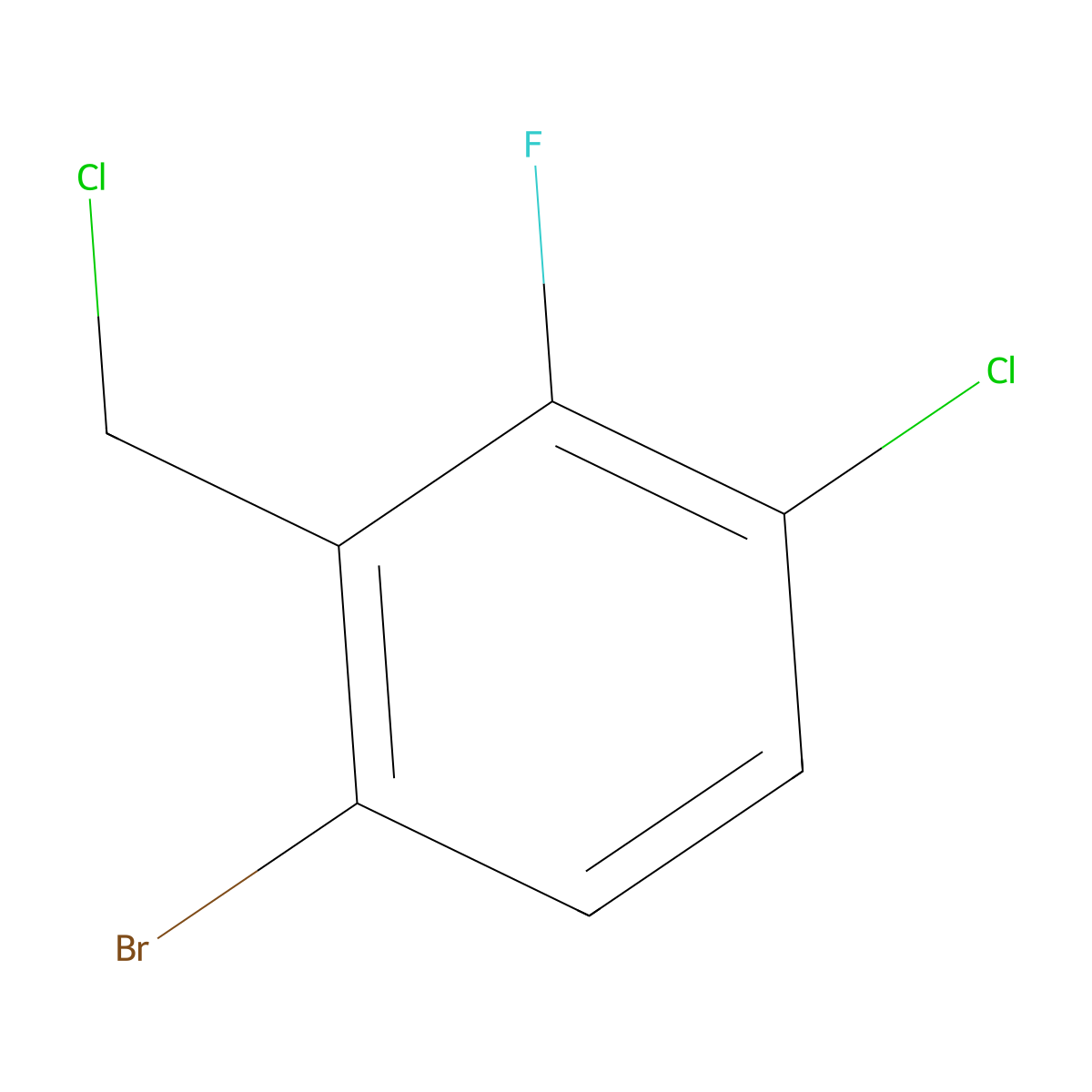 1-Bromo-4-chloro-2-(chloromethyl)-3-fluorobenzene molecular structure, CAS 1499079-17-2