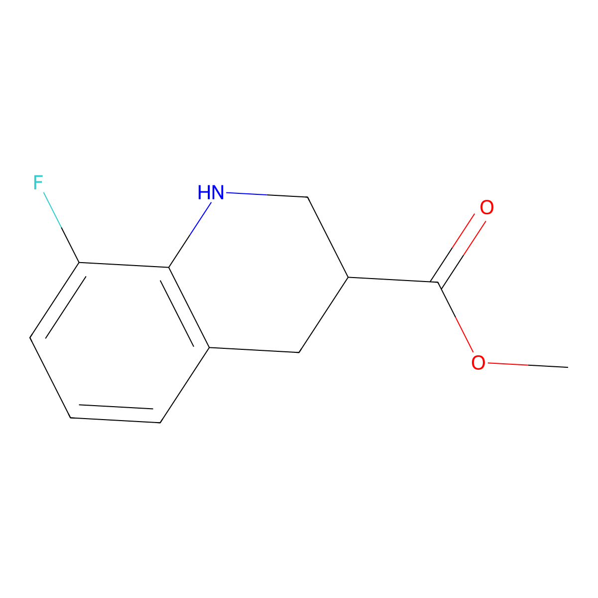 Methyl 8-fluoro-1,2,3,4-tetrahydroquinoline-3-carboxylate molecular structure, CAS 1499082-39-1