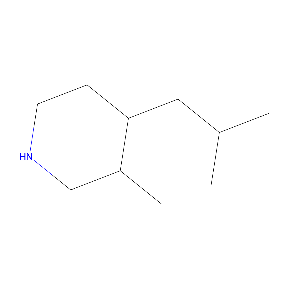 3-Methyl-4-(2-methylpropyl)piperidine molecular structure, CAS 1499087-02-3