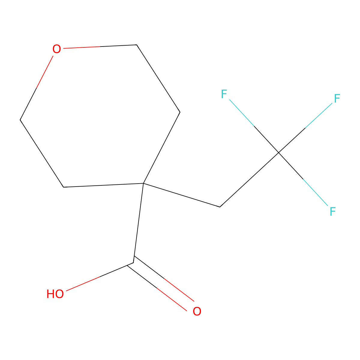 4-(2,2,2-Trifluoroethyl)oxane-4-carboxylic acid molecular structure, CAS 1499121-57-1