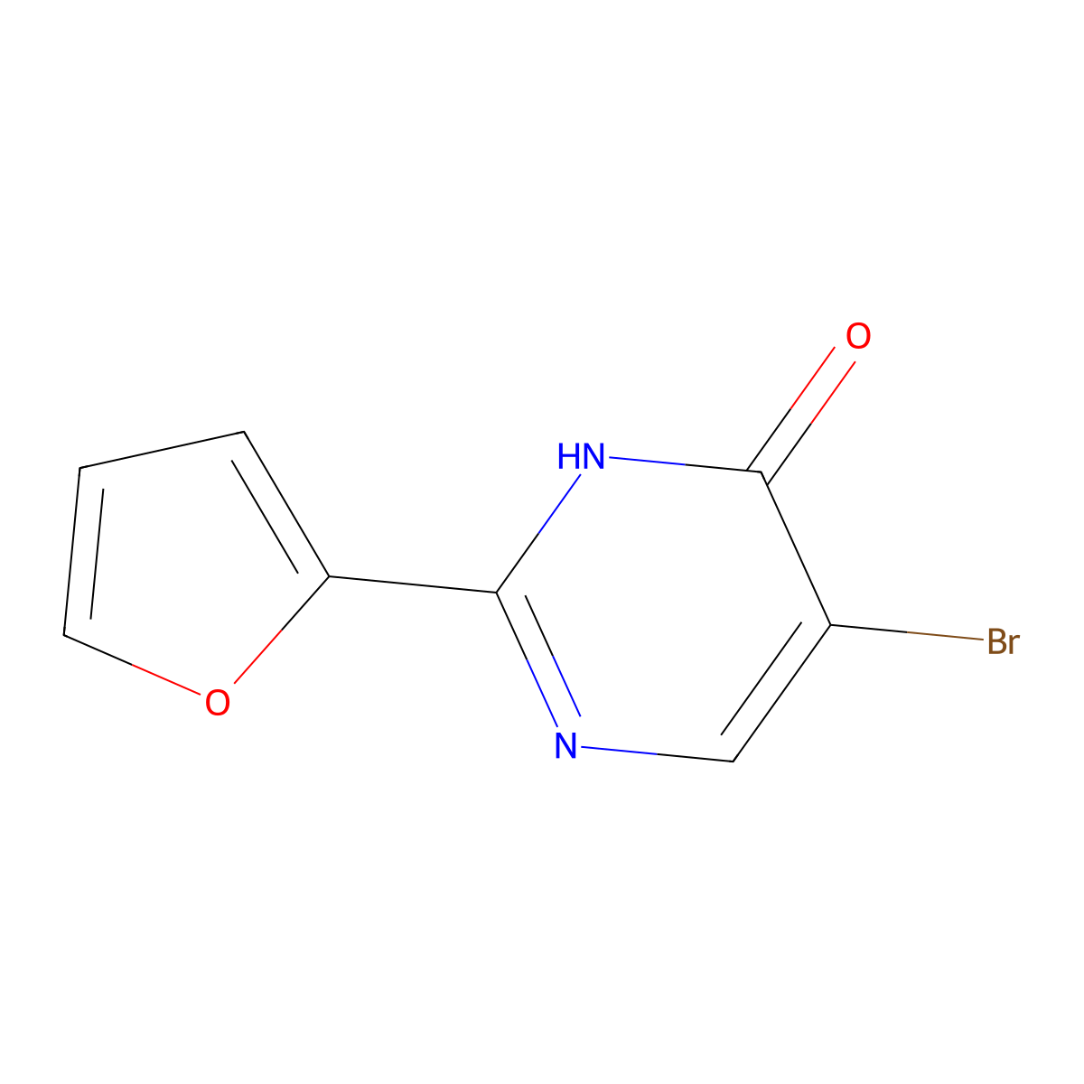 5-Bromo-2-(furan-2-yl)pyrimidin-4-ol molecular structure, CAS 1499145-57-1