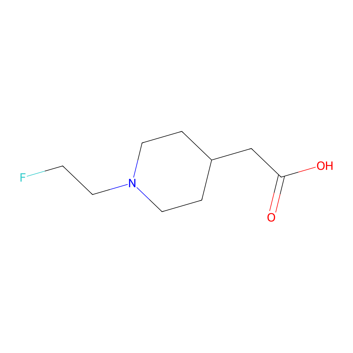 [1-(2-Fluoroethyl)piperidin-4-yl]acetic acid molecular structure, CAS 1499149-68-6
