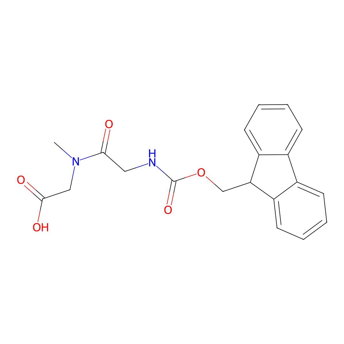 2-[2-({[(9H-fluoren-9-yl)methoxy]carbonyl}amino)-N-methylacetamido]acetic acid molecular structure, CAS 1499188-24-7