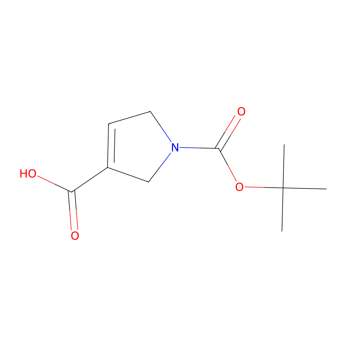 1-(tert-Butoxycarbonyl)-2,5-dihydro-1H-pyrrole-3-carboxylic acid molecular structure, CAS 1499189-46-6
