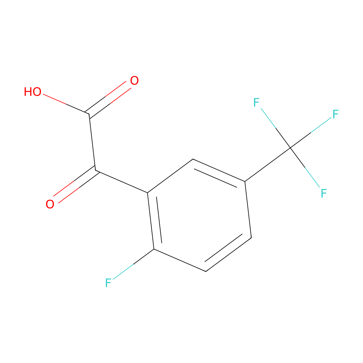 2-[2-Fluoro-5-(trifluoromethyl)phenyl]-2-oxoacetic acid molecular structure, CAS 1499191-70-6