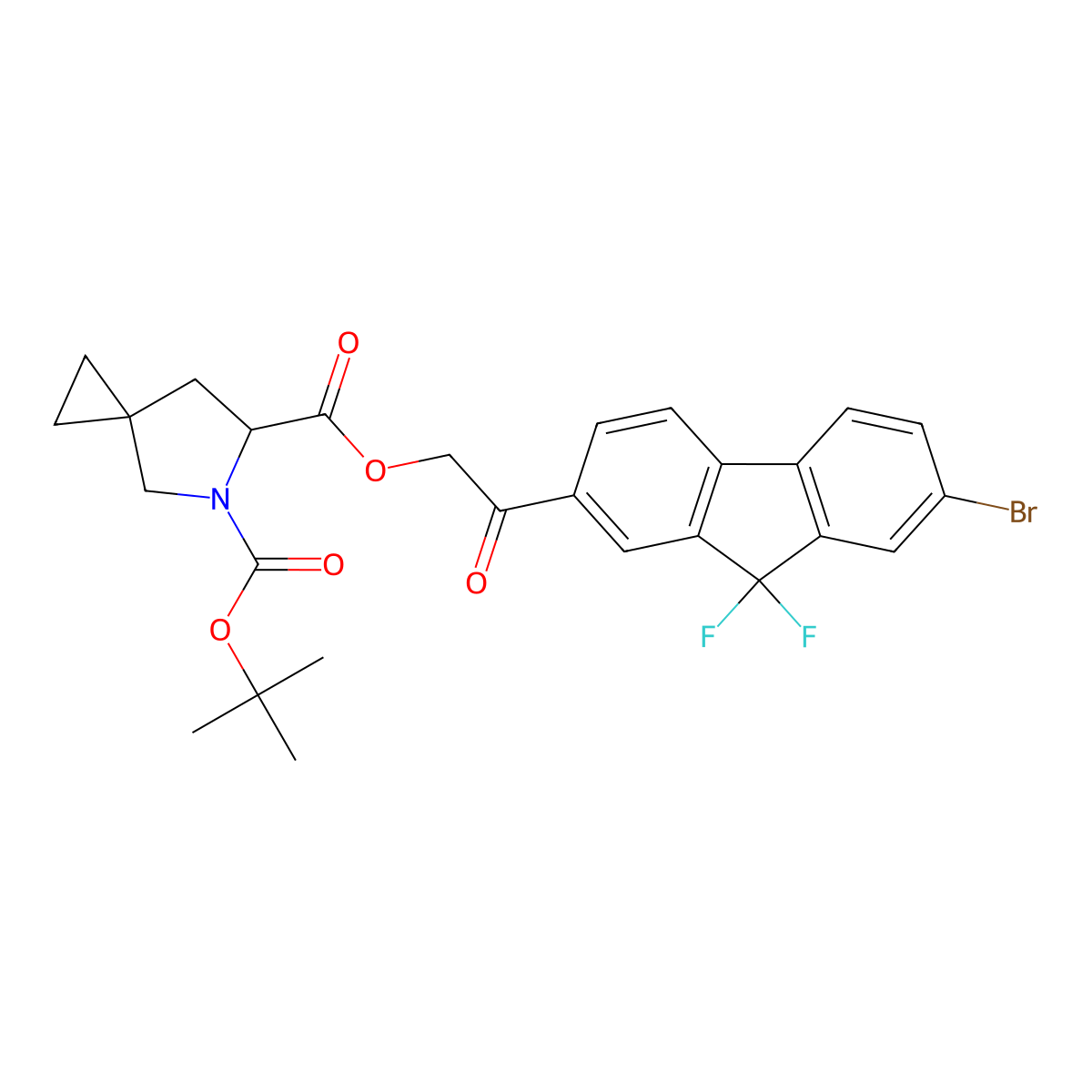 (S)-6-(2-(7-bromo-9,9-difluoro-9H-fluoren-2-yl)-2-oxoethyl) 5-tert-butyl 5-azaspiro[2.4]heptane-5,6-dicarboxylate molecular structure, CAS 1499193-61-1