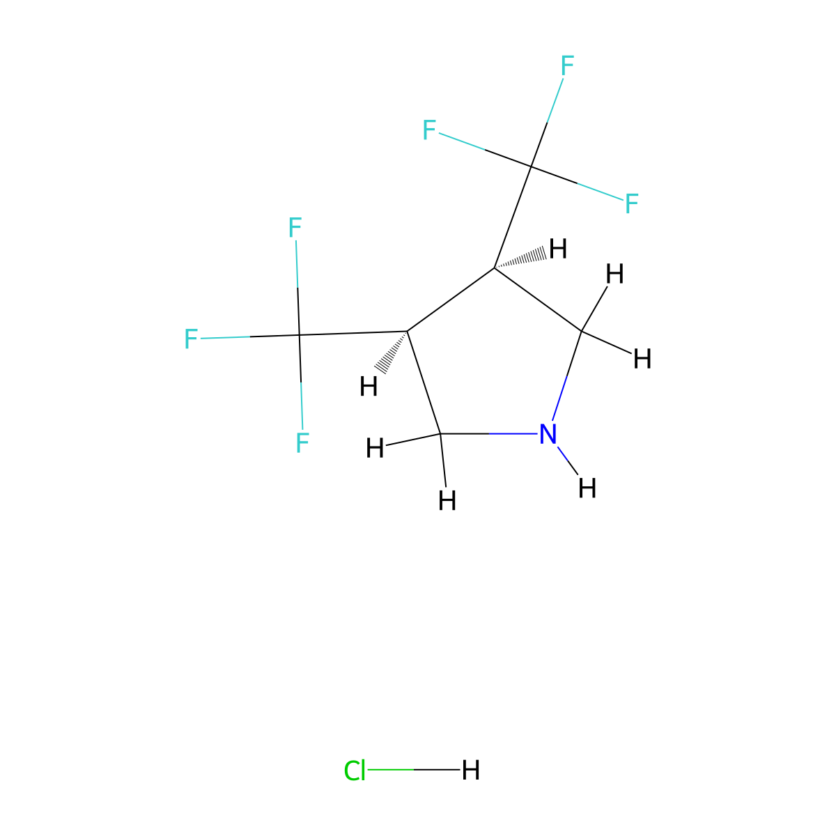 (3R,4S)-3,4-bis(trifluoromethyl)pyrrolidine hydrochloride molecular structure, CAS 1499198-79-6
