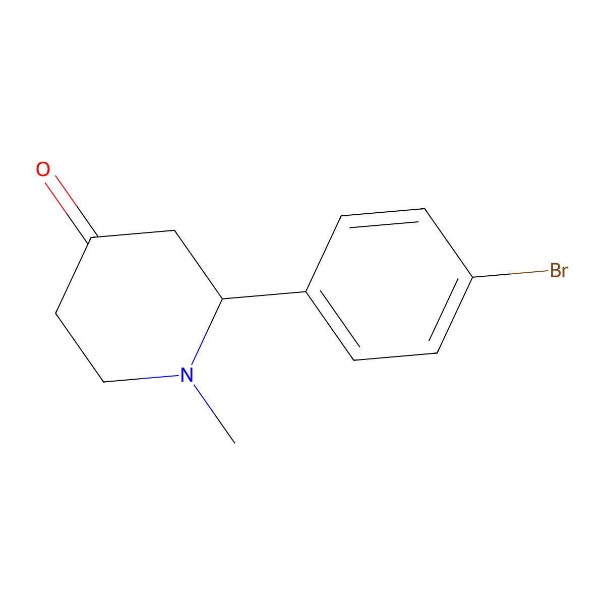2-(4-Bromophenyl)-1-methylpiperidin-4-one molecular structure, CAS 1499211-13-0