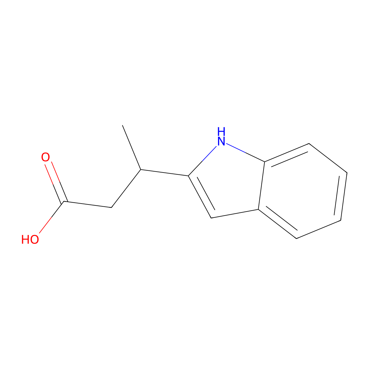3-(1H-indol-2-yl)butanoic acid molecular structure, CAS 1499218-97-1