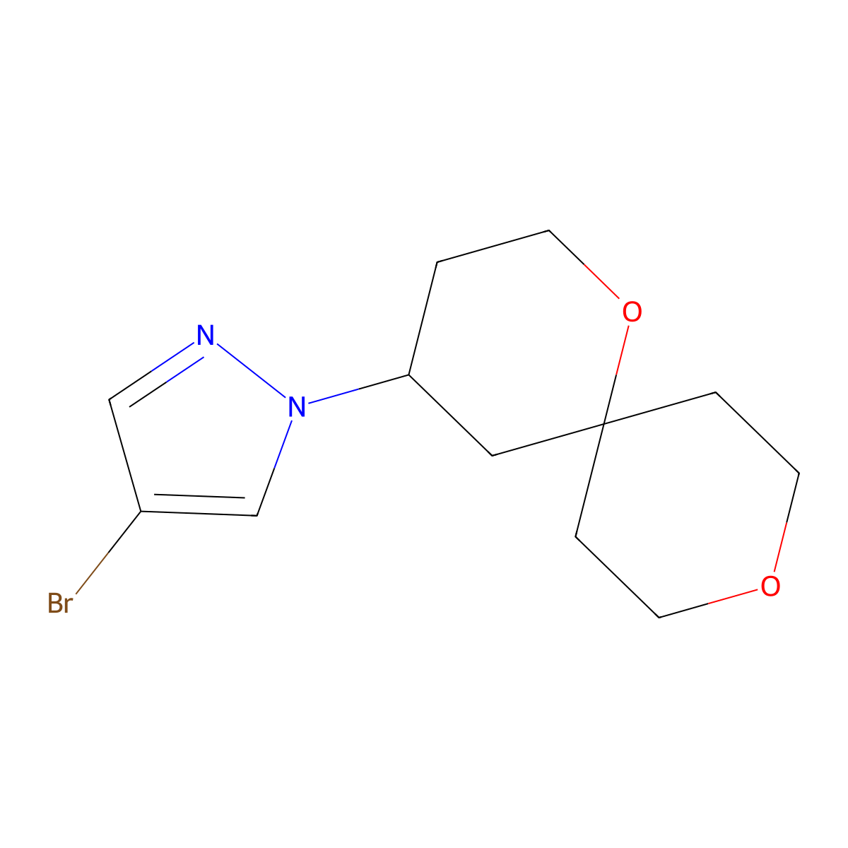 4-bromo-1-{1,9-dioxaspiro[5.5]undecan-4-yl}-1H-pyrazole molecular structure, CAS 1499223-80-1