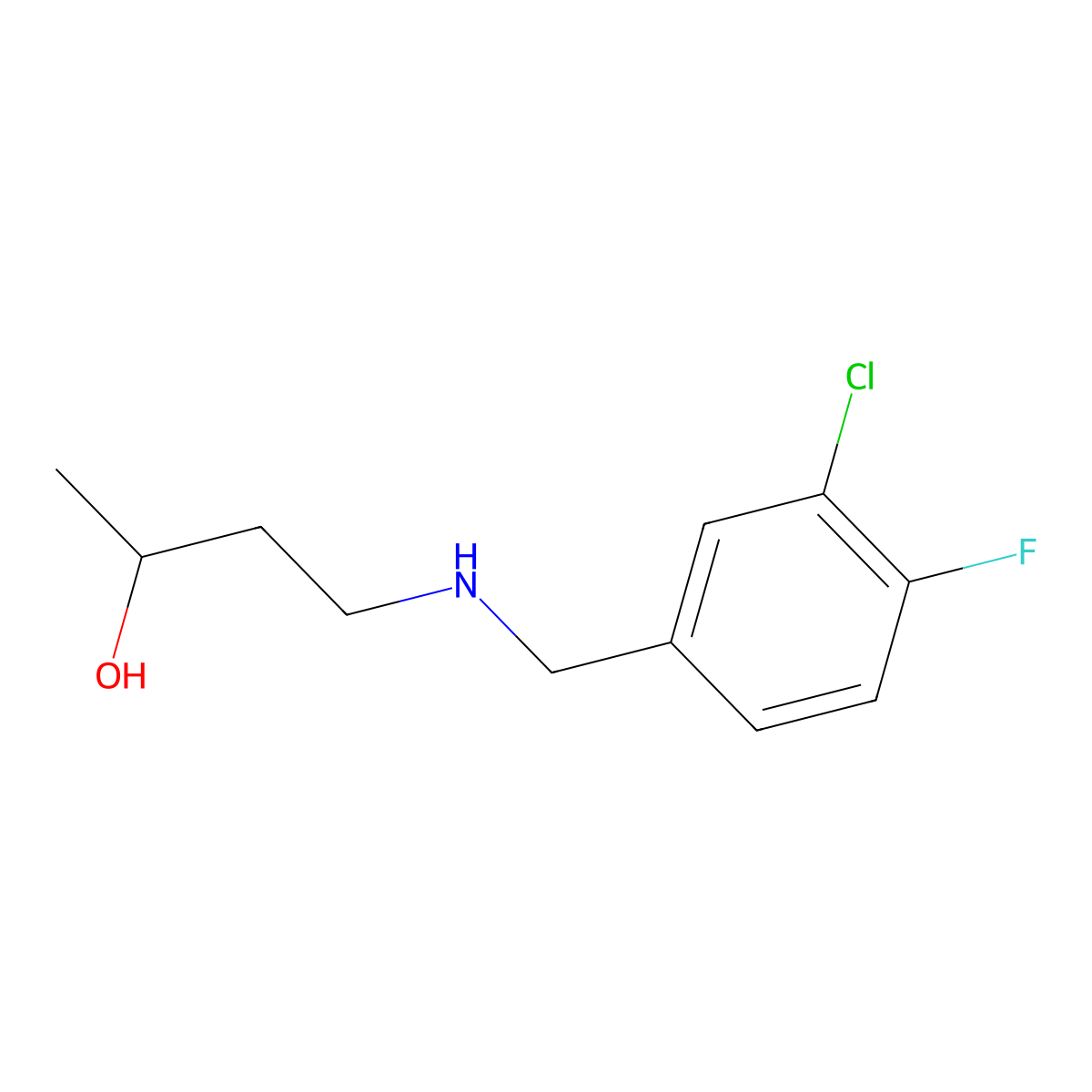 4-{[(3-Chloro-4-fluorophenyl)methyl]amino}butan-2-ol molecular structure, CAS 1499224-33-7